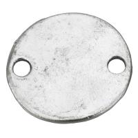 Conector de encanto de aleación de zinc, Redondo aplanado, chapado en color de plata antigua, 1/1 aro, 23x22x1.5mm, agujero:aproximado 3mm, Vendido por UD