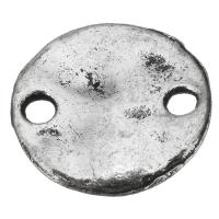Conector de encanto de aleación de zinc, Redondo aplanado, chapado en color de plata antigua, 1/1 aro, 18.5x18x2mm, agujero:aproximado 2.5mm, Vendido por UD