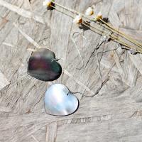 925 Sterling Silver Thread Through Earrings, with Black Shell & White Shell, Heart, for woman 