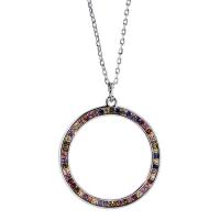 Rhinestone Zinc Alloy Necklace, silver color plated, oval chain & for woman & with rhinestone Approx 18 Inch 