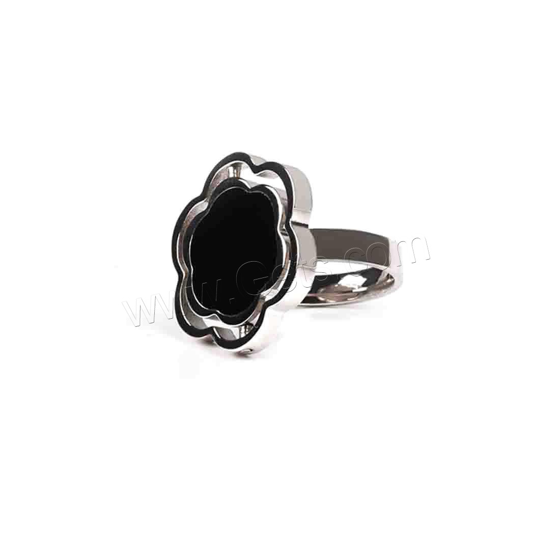 Enamel Stainless Steel Finger Ring, Flower, different size for choice & for woman, original color, Sold By PC