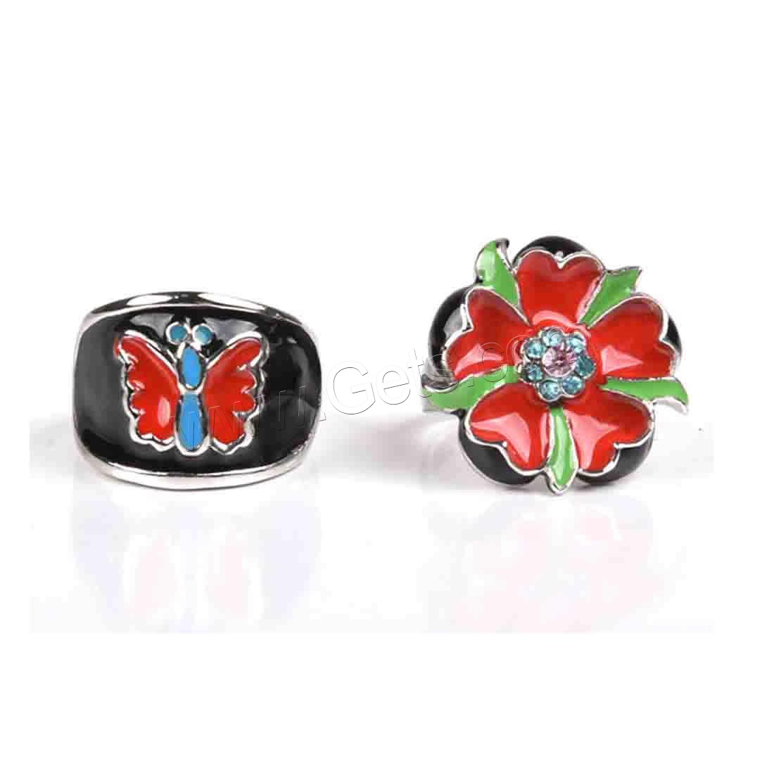 Enamel Stainless Steel Finger Ring, different size for choice & different styles for choice & for woman & epoxy gel & with rhinestone, Sold By PC