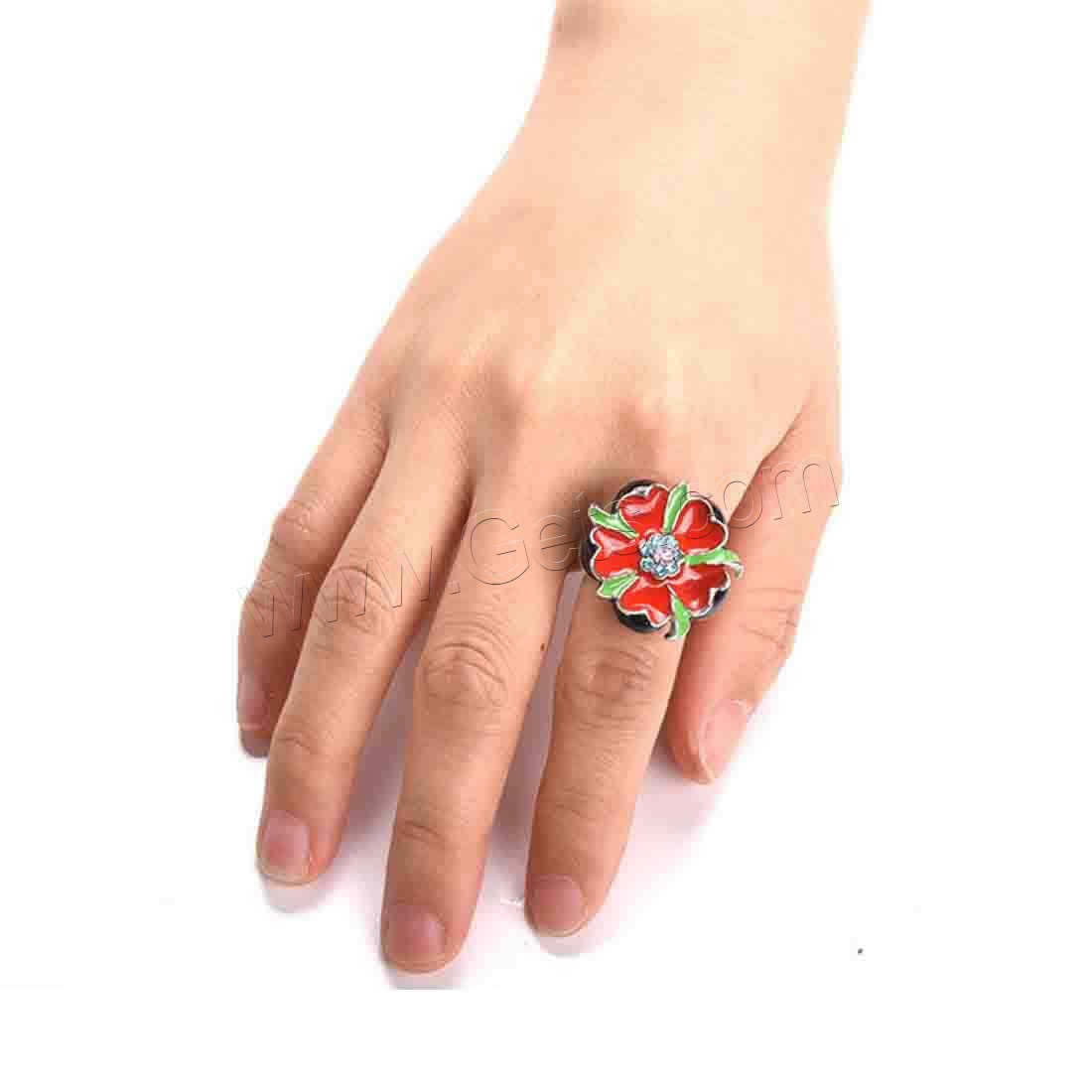 Esmalte de acero inoxidable anillo de dedo, diverso tamaño para la opción & diferentes estilos para la opción & para mujer & pegamento de gota & con diamantes de imitación, Vendido por UD