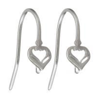Stainless Steel Hook Earwire, Heart, with loop, original color 1mm Approx 1.5mm 