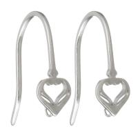 Stainless Steel Hook Earwire, Heart, with loop, original color 1mm Approx 1.5mm 