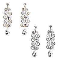 Zinc Alloy Drop Earring, with Crystal, plated, vintage & multilayer & for woman & faceted & with rhinestone & hollow 