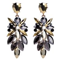 Zinc Alloy Drop Earring, with acrylic rhinestone, gold color plated, vintage & for woman & faceted 