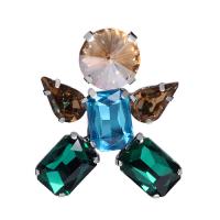 Zinc Alloy Brooch, with Crystal, silver color plated, for woman & faceted 