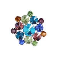 Zinc Alloy Brooch, with Crystal, Flower, silver color plated, for woman & faceted 