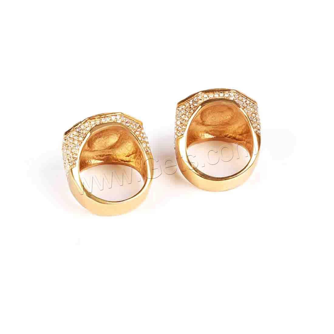 Stainless Steel Finger Ring, gold color plated, Unisex & different size for choice & with rhinestone, 25mm, Sold By PC