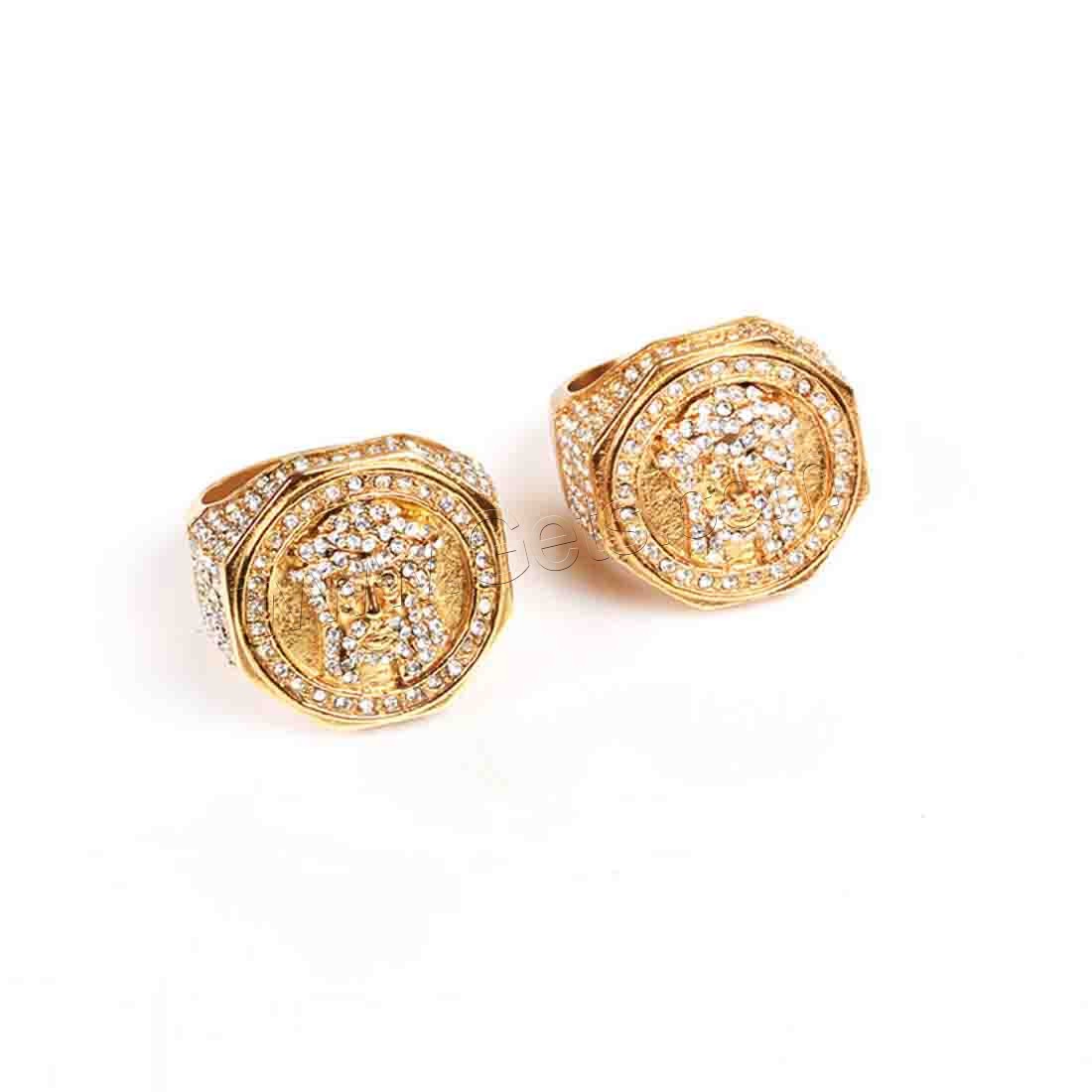 Anillos de Acero Inoxidable, chapado en color dorado, unisexo & diverso tamaño para la opción & con diamantes de imitación, 25mm, Vendido por UD