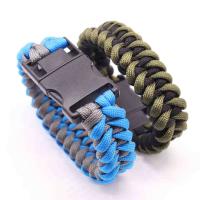 Polyester Cord Survival Bracelet, with Plastic, Built-in Blade & with a fire stick & with compass, Random Color, 25mm Approx 11.8 Inch 