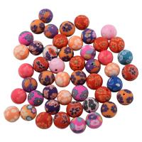 Round Polymer Clay Beads, with flower pattern, mixed colors, 10mm Approx 1.5mm 