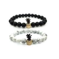 Zinc Alloy Bracelet, with Gemstone, Pineapple, plated & Unisex, 8mm Approx 7.5 Inch 