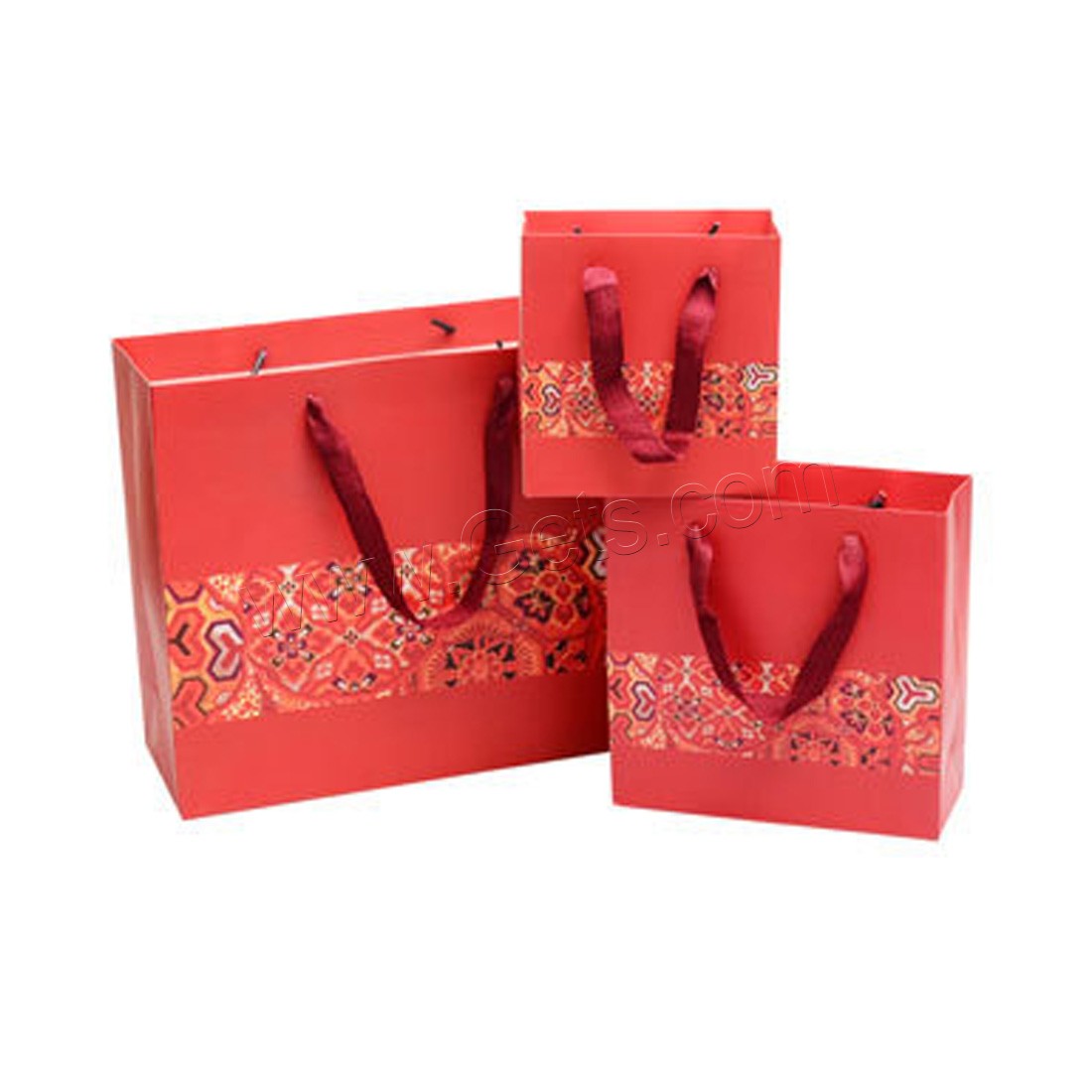 Gift Shopping Bag, Paper, with Nylon Cord, durable & different size for choice, red, Sold By PC