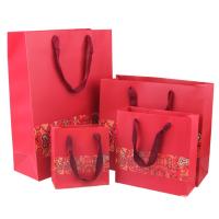 Sac pour cadeau, papier, avec corde en nylon, durable & normes différentes pour le choix, rouge, Vendu par PC