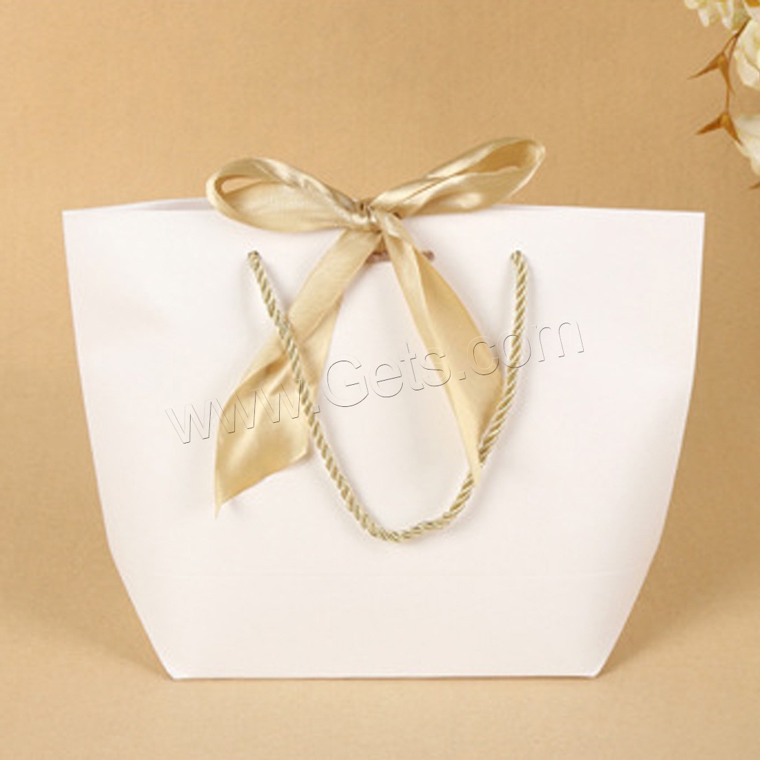 бумага Подарочный Пакет, с Сатиновая лента & Нейлоновый шнурок, Устойчивого & разный размер для выбора, белый, продается PC