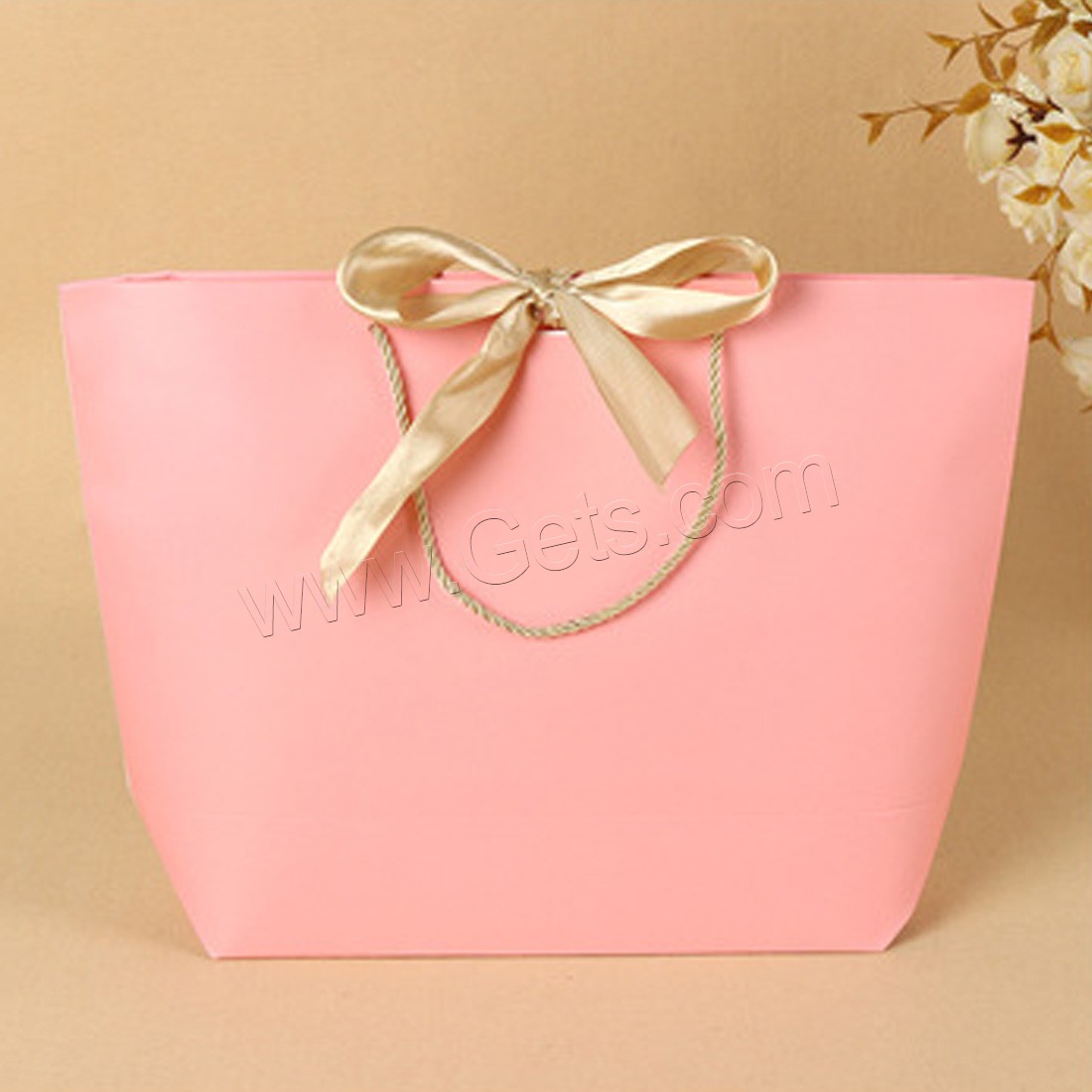 Papier Geschenk Tasche, mit Satinband & Nylonschnur, nachhaltiges & verschiedene Größen vorhanden, Rosa, verkauft von PC