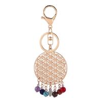Zinc Alloy Key Clasp, with iron ring & Gemstone, Tassel, gold color plated, lead & cadmium free 