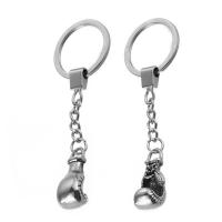 Zinc Alloy Key Chain Jewelry, with iron ring, Boxing Glove, antique silver color plated, lead & cadmium free 