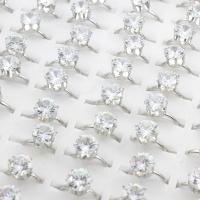 Anillo de dedo de aleación de Zinc, chapado en color de platina, tamaño del anillo mixto & ajustable & para mujer & con diamantes de imitación, libre de plomo & cadmio, 19.5x27x10mm, tamaño:6.5-11, 100PCs/Caja, Vendido por Caja