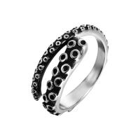 Stainless Steel Finger Ring, Octopus, Unisex & blacken, 3mm 
