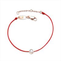 Nylon Cord Bracelet, with Stainless Steel, plated, for woman & with rhinestone 5mm Approx 6.7 Inch 