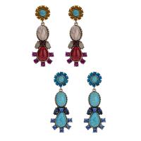 Turquoise Zinc Alloy Earring, with turquoise & Crystal, plated, vintage & multilayer & Bohemian style & for woman & faceted & with rhinestone 