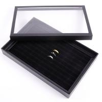 Cardboard Ring Box, Paper, Rectangle, 100 holes & portable & durable, black 