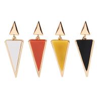 Resin Clip Earring, with Zinc Alloy, Triangle, gold color plated, for woman 