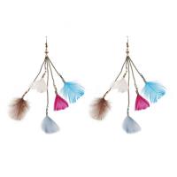 Zinc Alloy Tassel Earring, with Feather, plated, for woman, multi-colored 