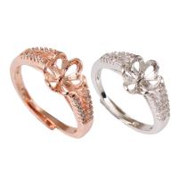 Brass Ring Mountings, plated, adjustable & micro pave cubic zirconia & for woman nickel, lead & cadmium free Inner Approx 0.8mm, US Ring .5-11.5 