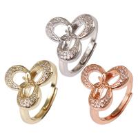 Brass Ring Mountings, Flower, plated, adjustable & micro pave cubic zirconia & for woman nickel, lead & cadmium free Inner Approx 0.8mm, US Ring .5-11.5 