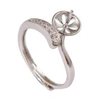 Brass Ring Mountings, platinum plated, adjustable & for woman & with cubic zirconia, nickel, lead & cadmium free Inner Approx 0.8mm, US Ring .5-11.5 