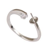 Bases de anillo de latón, metal, chapado en platina real, ajustable & para mujer & con circonia cúbica, libre de níquel, plomo & cadmio, 21x5x3mm, diámetro interior:aproximado 0.8mm, tamaño:7.5-11.5, Vendido por UD