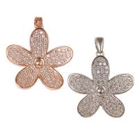 Brass Pendant Cabochon Setting, Flower, plated, micro pave cubic zirconia nickel, lead & cadmium free Approx 3mm, Inner Approx 0.8mm 