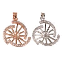 Brass Pendant Cabochon Setting, Wheel, plated, micro pave cubic zirconia nickel, lead & cadmium free Approx 