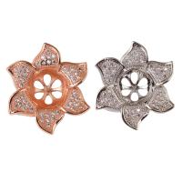 Brass Pendant Cabochon Setting, Flower, plated, micro pave cubic zirconia nickel, lead & cadmium free Approx 