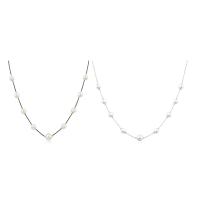 Zinklegierung Halskette, mit Kunststoff Perlen, plattiert, für Frau, keine, 11mm, Länge:ca. 18 ZollInch, verkauft von Strang