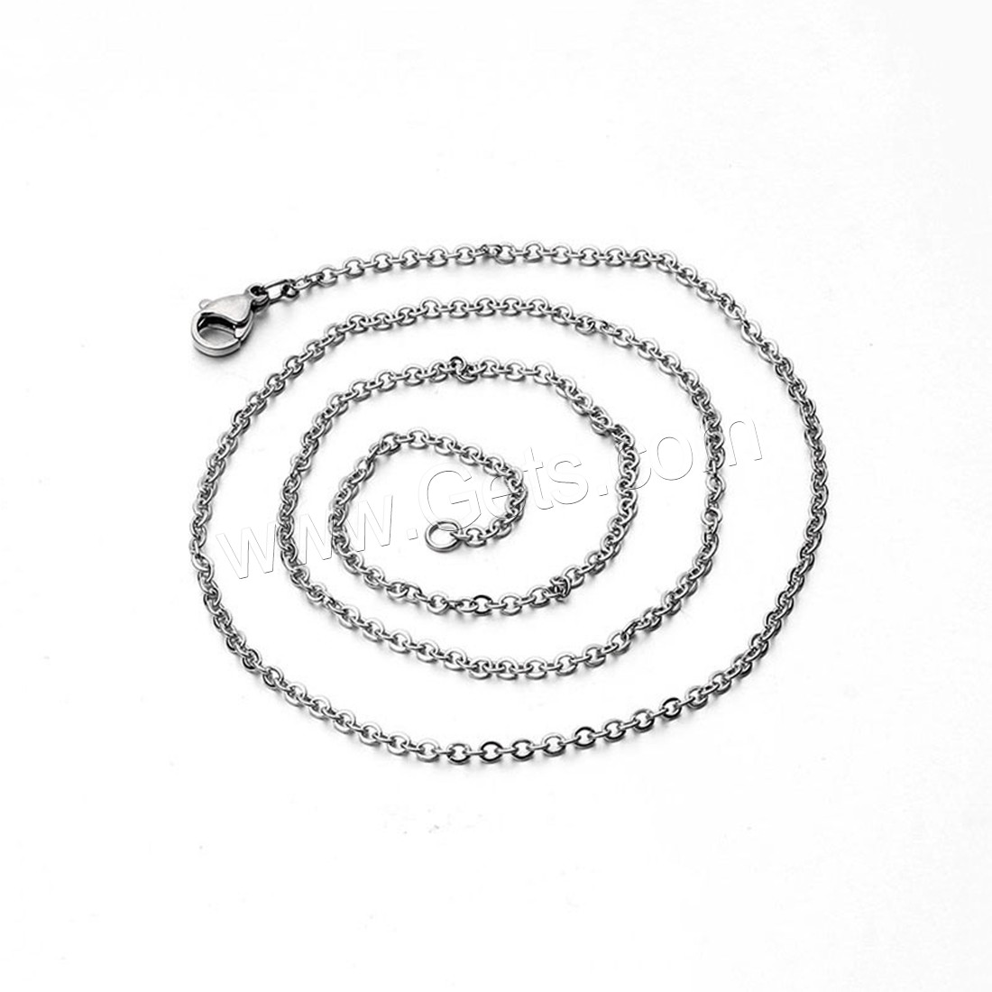Stainless Steel Chain Necklace, different length for choice & Unisex & oval chain, original color, 1.6mm, Sold By Strand