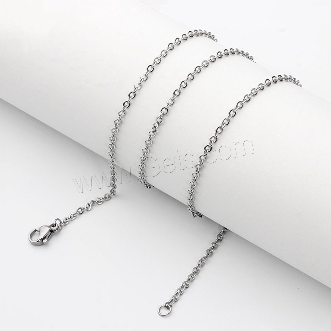 Collar de cadena de acero inoxidable, longitud diferente para la opción & unisexo & cadena oval, color original, 2mm, Vendido por Sarta