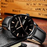 Men Wrist Watch, Leather, with Glass & Stainless Steel, hardwearing & for man & waterproof Approx 9.4 Inch 