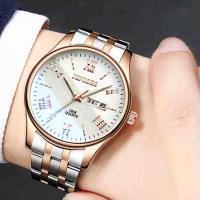 Men Wrist Watch, Stainless Steel, with zinc alloy dial & Glass, plated, for man & waterproof Approx 9.4 Inch 