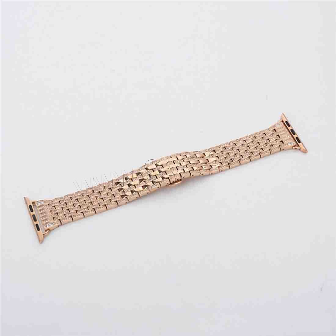 Watch Band, Stainless Steel, plated, different size for choice & with rhinestone, more colors for choice, Length:Approx 8.7 Inch, Sold By Strand