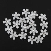 Acryl Dekoration Blumen, mit Strass, weiß, 10x10x2mm, 100PCs/Tasche, verkauft von Tasche