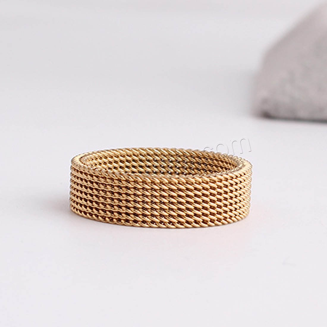 Titanium Steel Finger Ring, gold color plated, Unisex & different size for choice, 6mm, Sold By PC