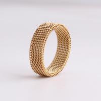 Titanium Steel Finger Ring, gold color plated, Unisex 6mm 