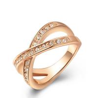 Anillo de dedo de aleación de Zinc, chapado en color rosa dorada, diverso tamaño para la opción & para mujer & con diamantes de imitación & hueco, 23x11mm, Vendido por UD