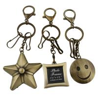 Zinc Alloy Key Clasp, with iron ring, antique bronze color plated lead & cadmium free 