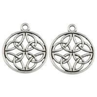Zinc Alloy Jewelry Pendants, Flat Round, antique silver color plated, lead & cadmium free Approx 2mm 